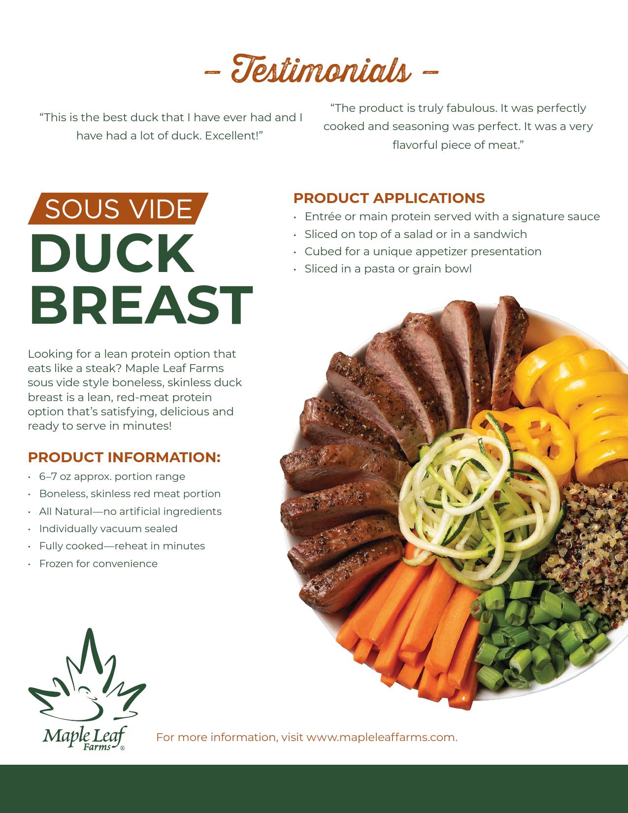 Ready-To-Eat Halal Sous Vide Boneless Duck Breast 312g USA