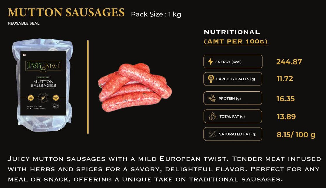 Pure South Tasty Kiwi NZ Mutton Sausages 1.0kg - BOGO