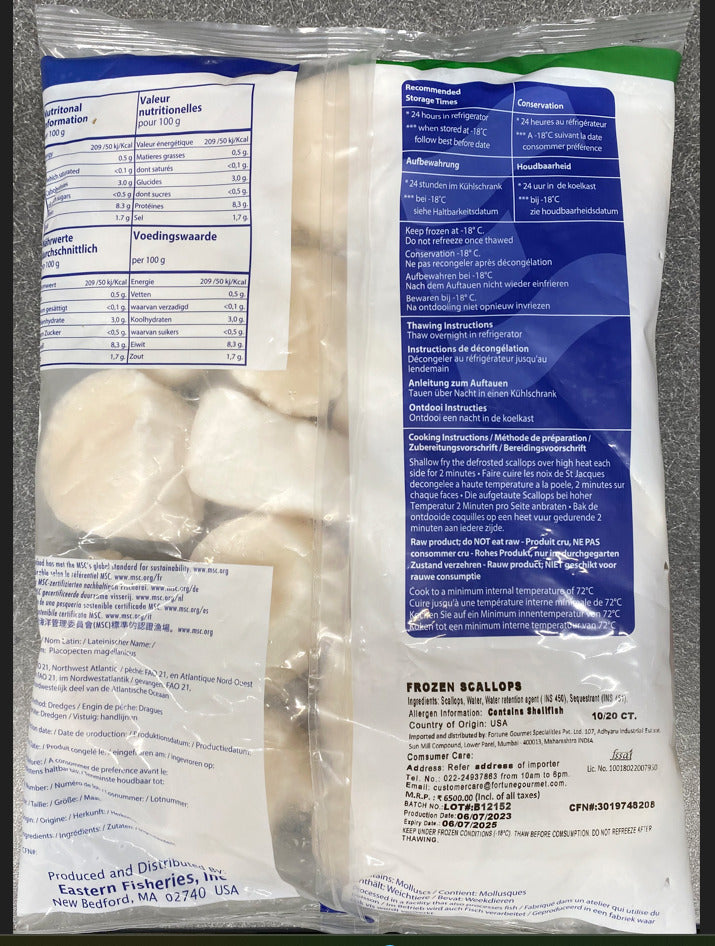 USA Sea Scallops Without Roe IQF
