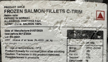 Salmon Fillet Raw Whole Frozen C-Trim