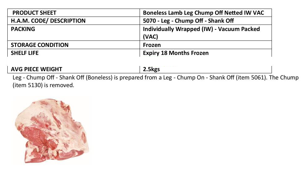 Mulwarra AUS Lamb Boneless Leg Chump Off Netted 2.50kg +/-