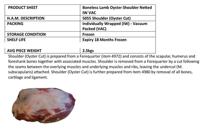 Mulwarra AUS Lamb Oyster Shoulder Boneless Netted 2.5kg +/-