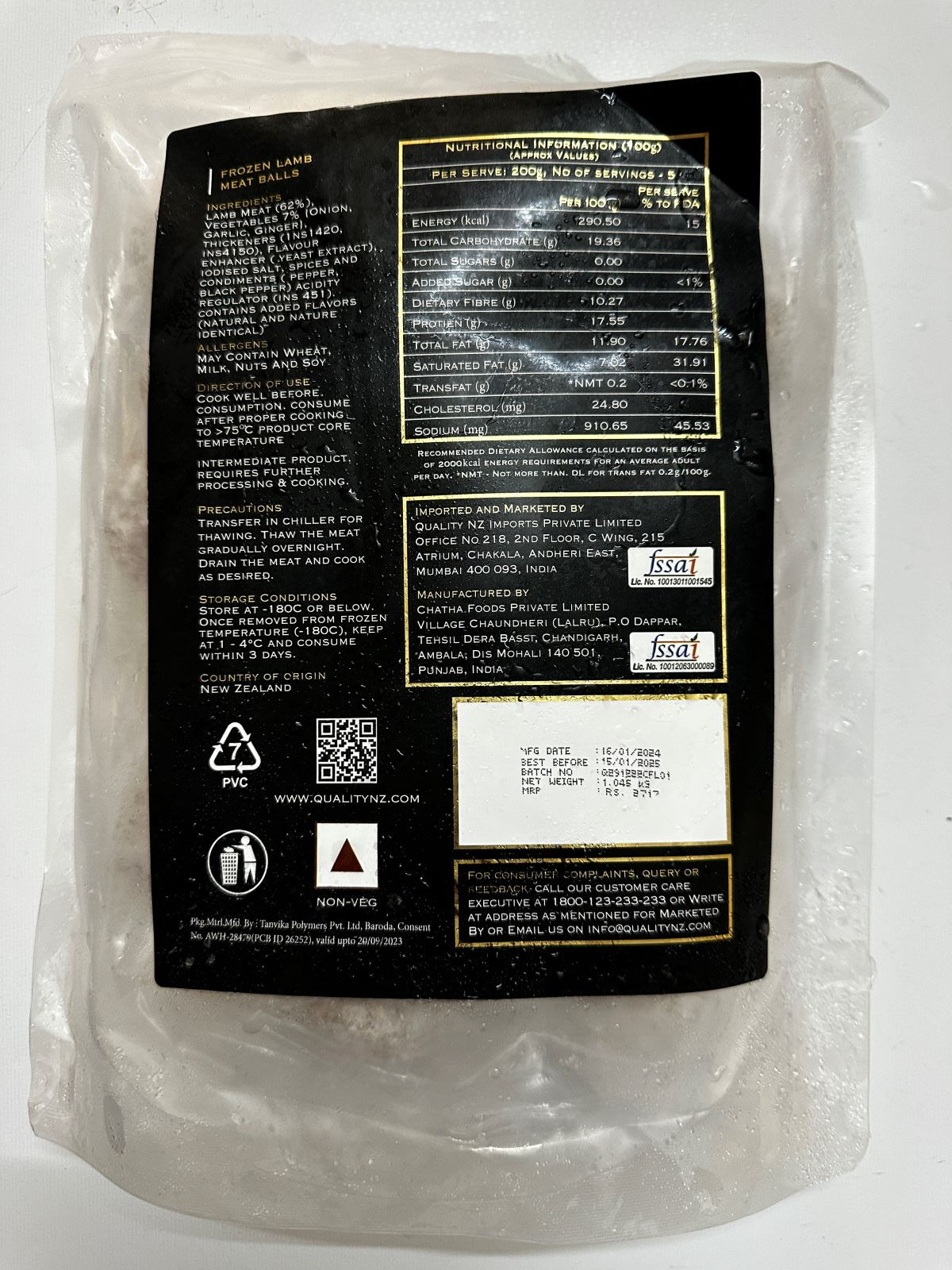 Pure South Tasty Kiwi NZ Lamb Meat Balls 1.0kg - BOGO