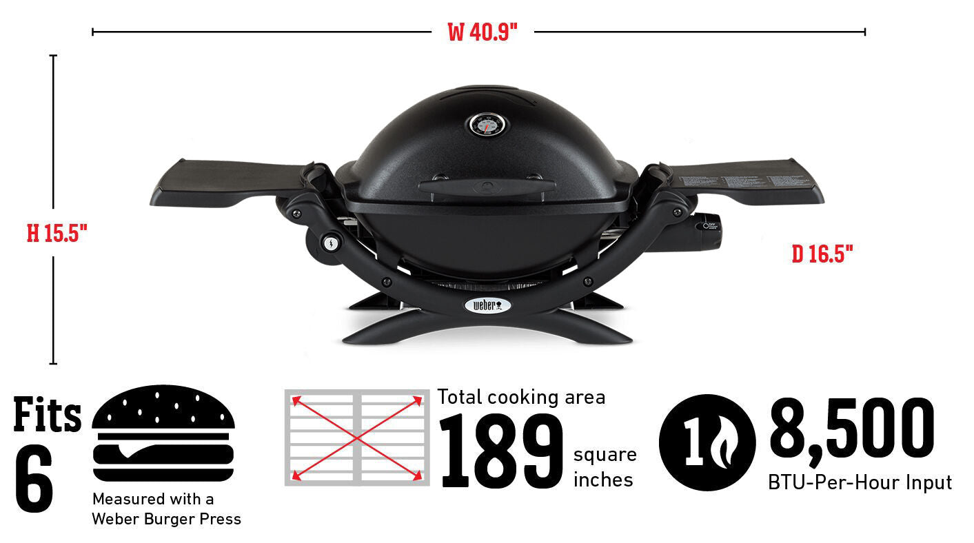 Weber Q1200 Gas Grill with Thermometer - reddotgreendot